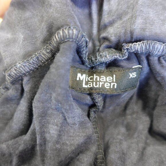 Michael Lauren Women’s Emmanuel Mineral Navy Shirred Rainbow Button Pant Size XS - Picture 9 of 10